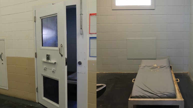 An example of a mental health crisis cell. These units are for inmates on suicide-watch.