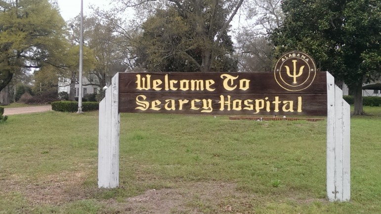 A welcome sign in front of Searcy Hospital in Mt. Vernon, Alabama. The psychiatric hospital closed in 2012. 