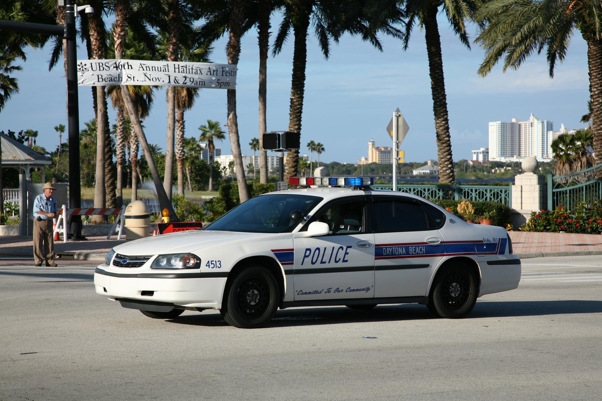 police ride car