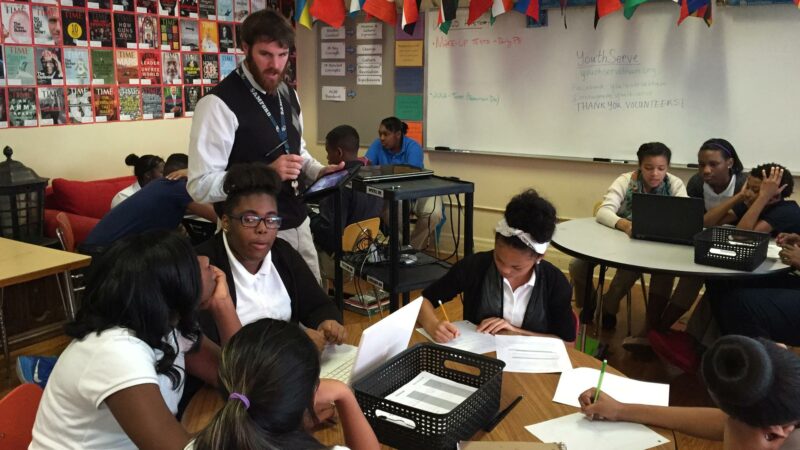 JohnMark Edwards steers his middle schoolers through a lesson at Birmingham's Phillips Academy.