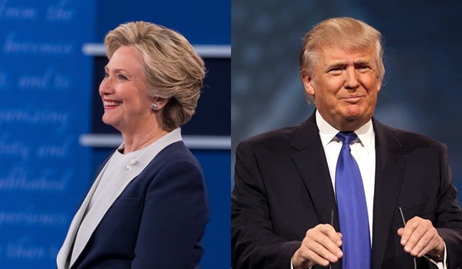Democratic presidential nominee Hillary Clinton (left) and Republican presidential nominee Donald Trump.
