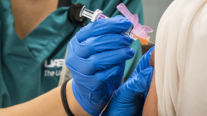 COVID-19 Vaccine administered at UAB. State health officer, Dr. Scott Harris, urges Alabamians to get vaccinated.