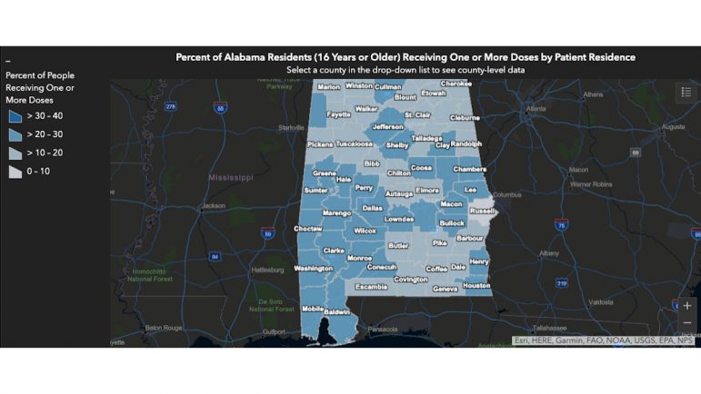 Alabama's vaccination rate by county.