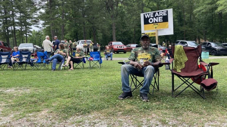 Miners with Warrior Met Coal and their supporters rallied at Tannehill State Park.
