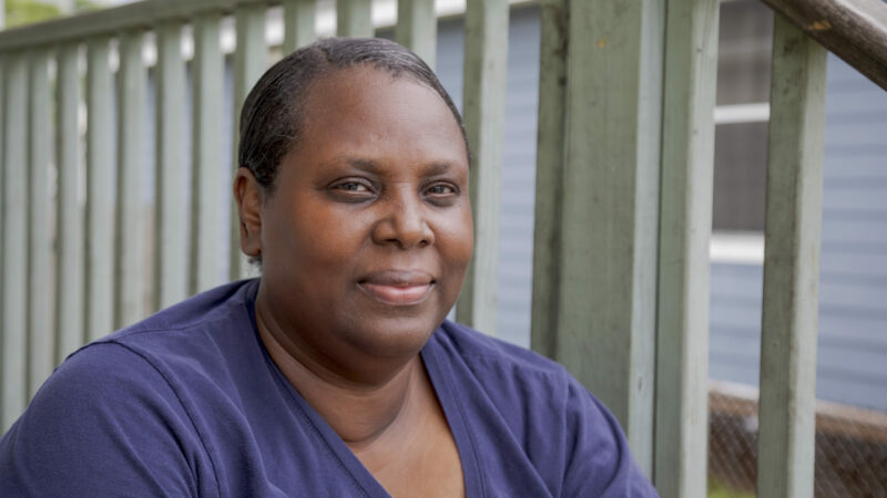 Dora Whitfield poses for a portrait outside of her home in New Orleans, Friday, July 2, 2021. Whitfield volunteers her time educating workers on the benefits of unions and advocates for unemployment reform.