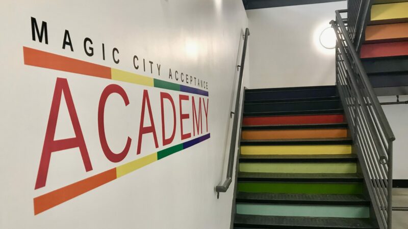 The Magic City Acceptance Academy is bright and colorful to welcome students to school.