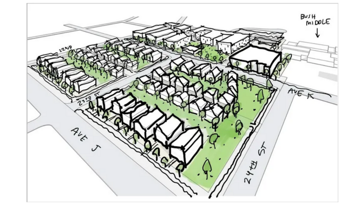 Redevelopment plan for the old Ensley High School property by Zimmerman Properties.