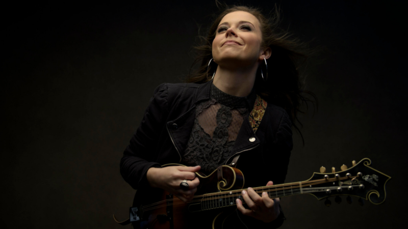 Sierra Hull strumming the mandolin