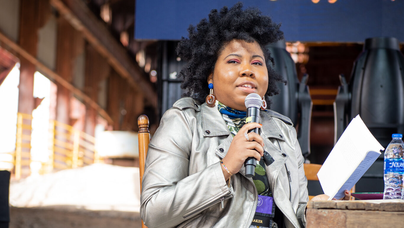 Ashley M. Jones shares a poem during IACP's Table Talk session on food and civil rights. 