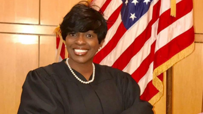 Headshot of Circuit Court Judge Nakita Blocton in front of an American Flag.