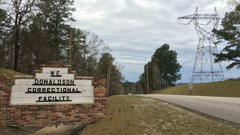 Entry sign to Donaldson Correctional Facility in western Jefferson County