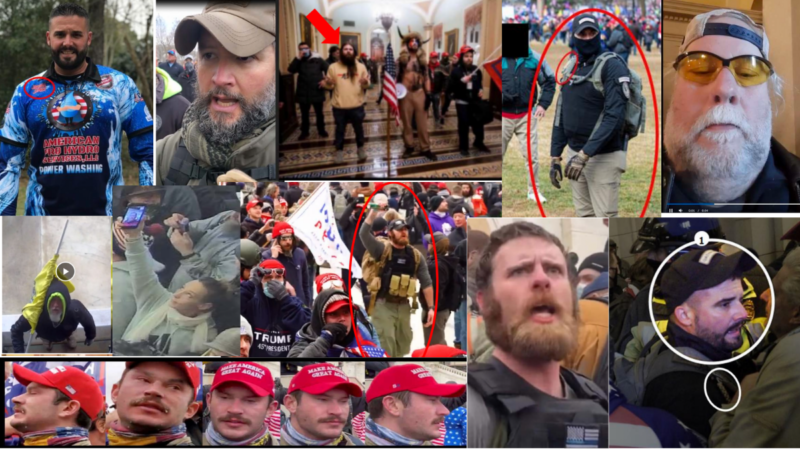 A photo collage of Alabamians arrested after the Jan. 6, 2021 insurrection at the U.S. Capitol in D.C.