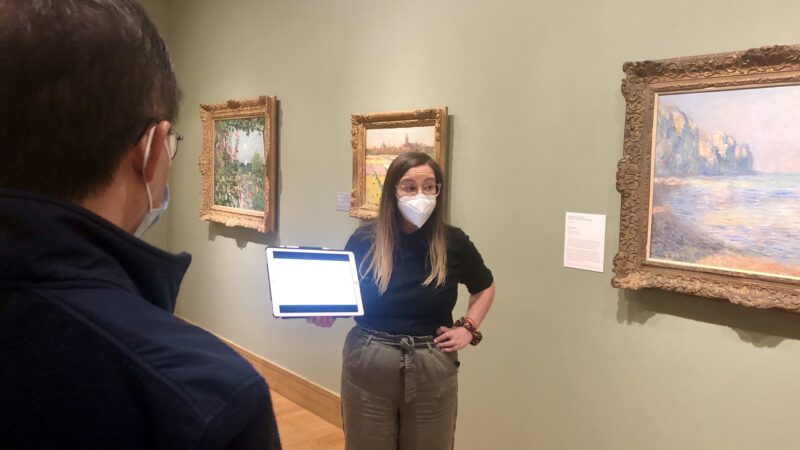 Angie May leads a tour group around the Birmingham Museum of Art to talk about game-changing moments in art history.