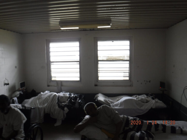 A photo obtained by Disability Rights Mississippi shows inadequate holding facilities at the Mississippi State Penitentiary.