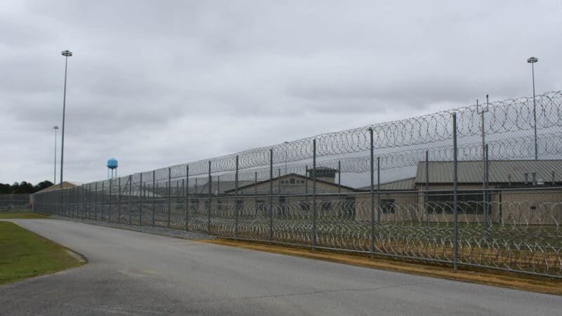 The exterior of Bibb County Correctional Facility, a medium-security prison in Brent, Alabama, March 13, 2020.
