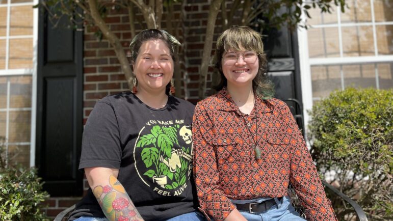Erin Georgia and her second child Alex sit outside their home in Trussville. Alex was assigned female at birth but came out as transgender and nonbinary in sixth grade.