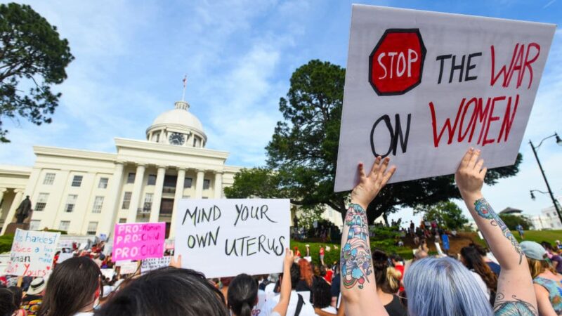 MONTGOMERY, AL - MAY 19: Protestors participate in a rally against one of the nation's most restrictive bans on abortions on May 19, 2019 in Montgomery, Alabama. Demonstrators gathered to protest HB 314, a bill passed by the Alabama Legislature last week making almost all abortion procedures illegal. (Photo by Julie Bennett/Getty Images)