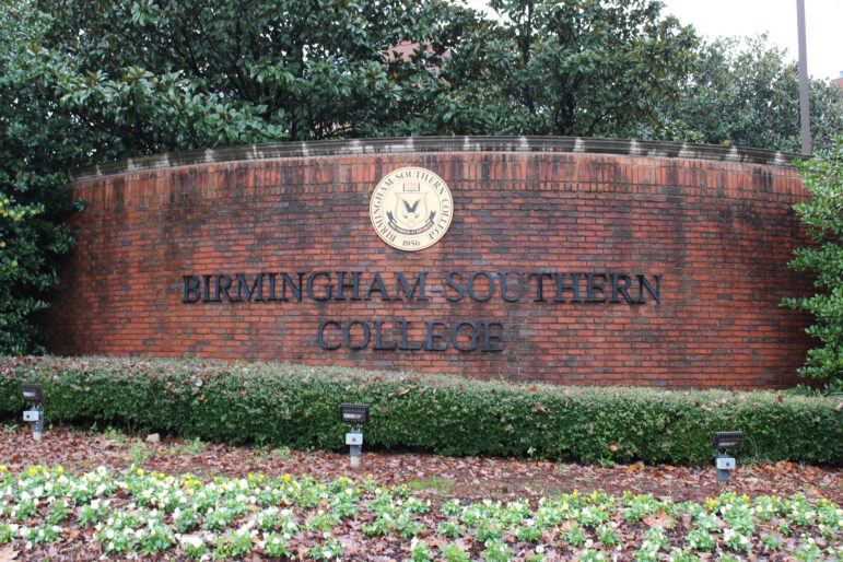A brick sign leading into the Birmingham Southern College campus.