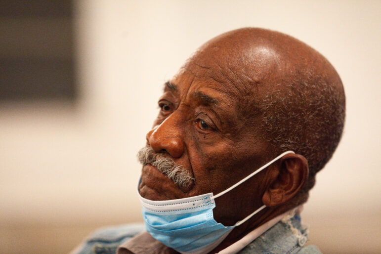 Close up on an African American man's face.