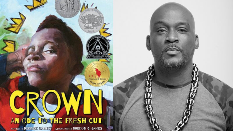 Side-by-side images show the book cover of "Crown: An Ode to the Fresh Cut" and a photo of the author.