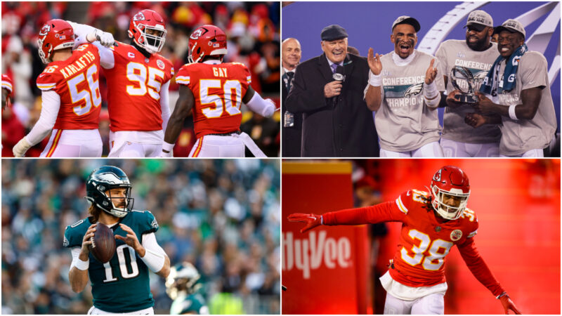 Nearly 30 players from the Gulf South will be playing in Super Bowl 57, including (left-right, top-bottom) the Kansas City Chiefs’ Chris Jones (95) and Willie Gay Jr. (50), the Philadelphia Eagles’ Jalen Hurts, Fletcher Cox and A.J. Brown, the Eagles’ Gardner Minshew and the Chiefs’ L’Jarius Sneed.