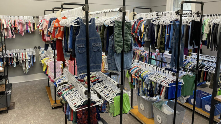 Racks of clothing items are seen at Life Choices Pregnancy Care Center’s boutique, Gifts of Hope, Jan. 4, 2023.