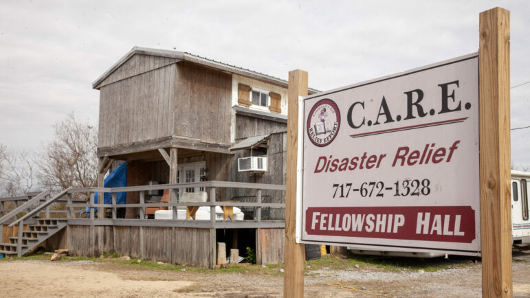C.A.R.E., an Amish disaster relief organization, set up a base for operations in Golden Meadow, Louisiana, shown in this photo on Jan. 16, 2023.