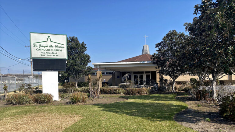 An exterior shot of St. Joseph the Worker Catholic Church in Marrero, Louisiana, Jan. 30, 2023.