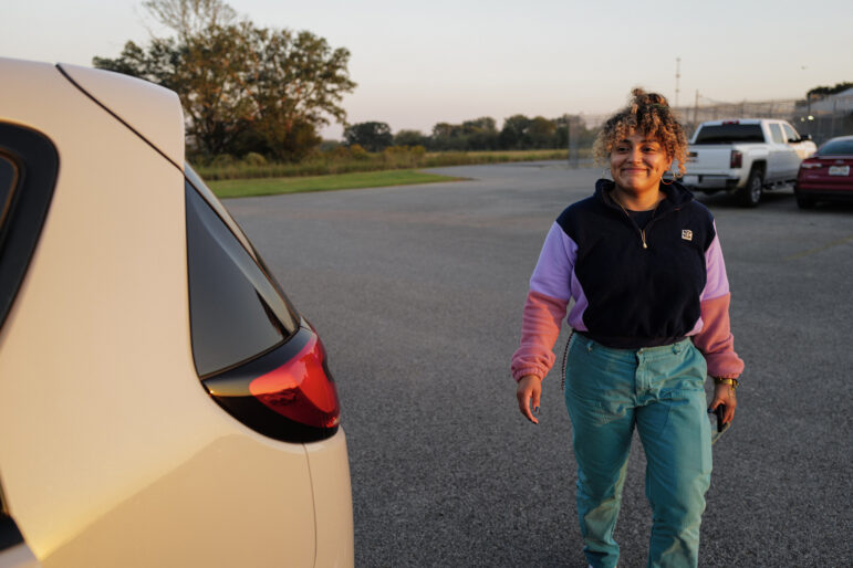 Tania Wolf exits the South Louisiana ICE Processing Center in Basile, Louisiana after hours of conducting presentations and meeting with detainees.