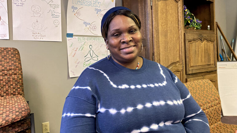 Charisse Parker poses for a photo after a BirthWell Partners class in Birmingham, Alabama, on April 22, 2023.