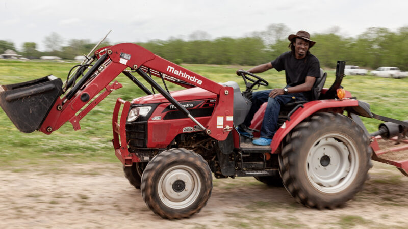 Bernard Winn moves a tractor across the Jubilee Justice farm on April 4, 2023, in Alexandria, Louisiana.