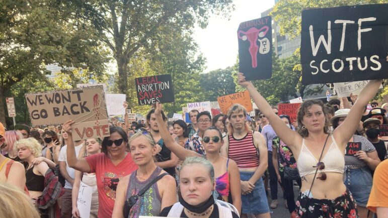 Protestors gather in New Orleans following the Supreme Court’s ruling to overturn Roe v. Wade, June 24, 2022.