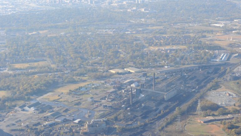 An aerial view of Bluestone Coke's industrial facility in North Birmingham.