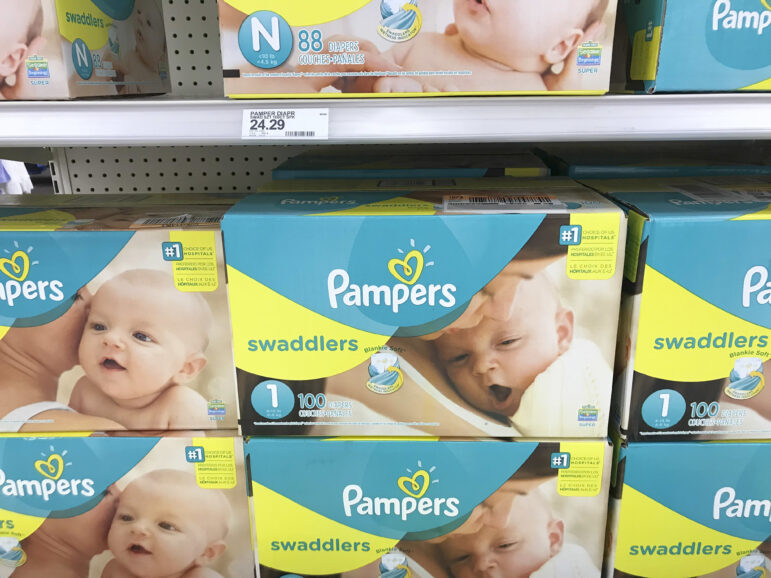 Procter & Gamble's Pampers diapers fill shelves on Thursday, June 14, 2018, in Aventura, Fla.