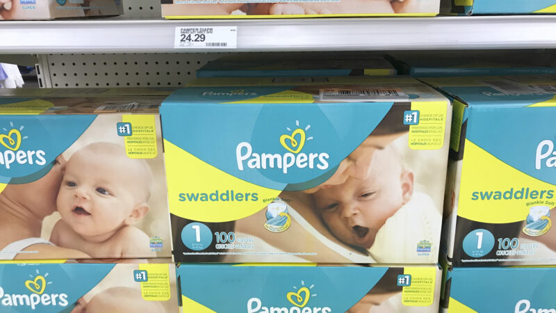 Procter & Gamble's Pampers diapers fill shelves on Thursday, June 14, 2018, in Aventura, Fla.