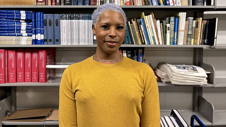 Moe Moore stands in the Fant Memorial Library at the Mississippi University for Women in Columbus, Mississippi, on Oct. 4, 2023.
