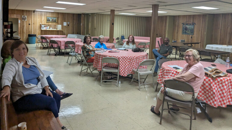 Residents of the Chandler Mountain area meet at the Steele United Methodist Church in Steele, Alabama, on Tuesday, September 12, 2023.