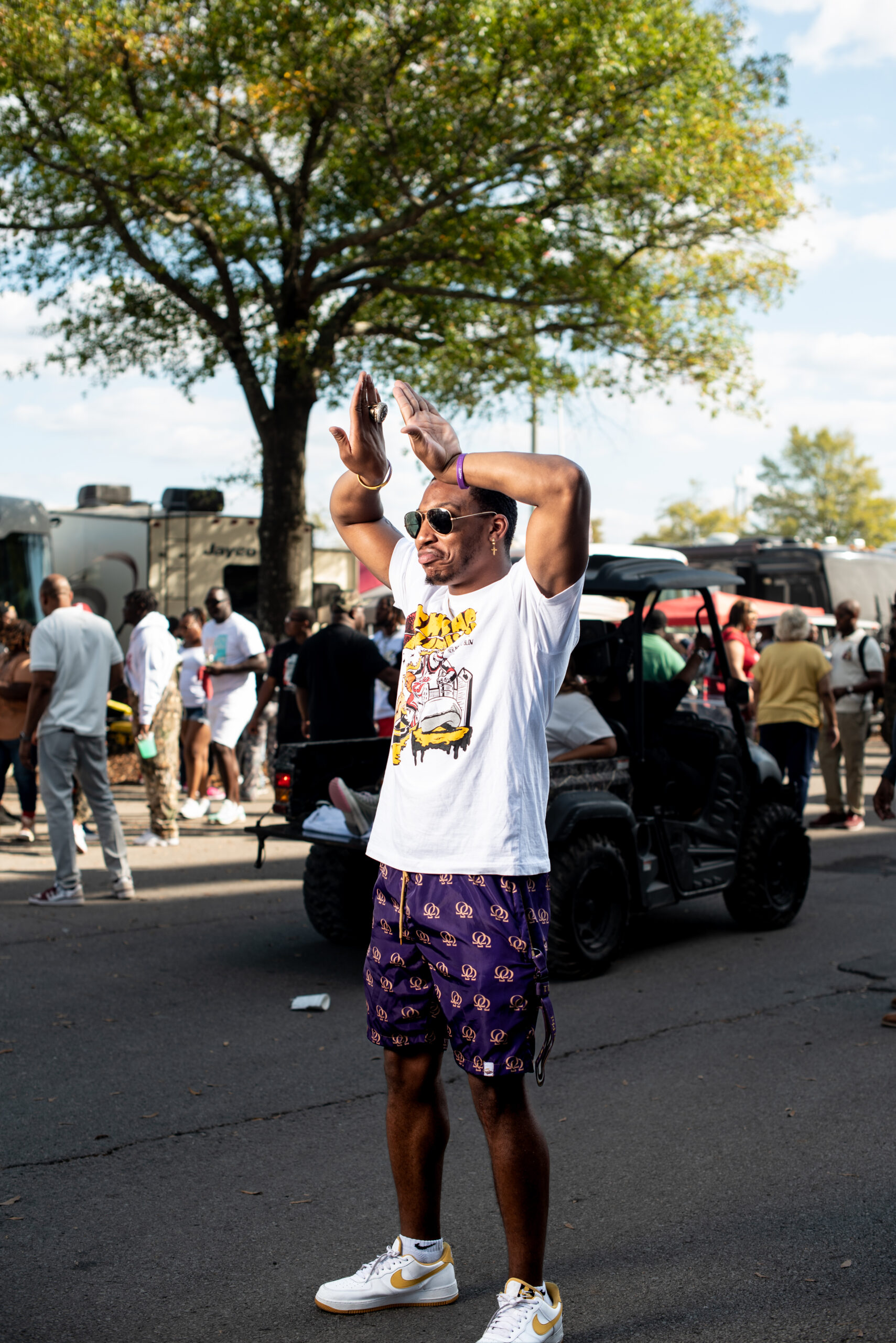 Jalen McWhite represents his Fraternity, Omega Psi Phi Fraternity, Inc. at the Magic City Classic in Birmingham, Alabama, U.S., on Saturday October 28th 2023.