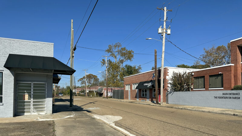 A stretch of the Farish Street Historic District in Jackson, Mississippi, on Nov. 18, 2023.