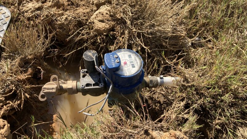 In this file photo, a water meter sits in the front yard of a home in Byram, Mississippi. JXN Water, the water utility in neighboring Jackson, serves Byram.