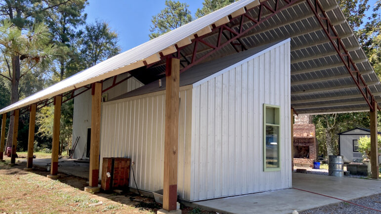 An exterior shot of the home the Rural Studio built for Reggie Walker in Hale County, Alabama, on Oct. 18, 2023. 