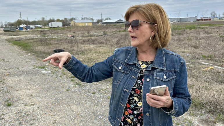 Terri Harden shows what’s left of her mobile home park in Rolling Fork, Mississippi, on Thursday, March 21, 2024.