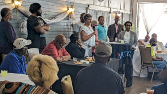 Residents gather for a community Chat and Chew event with Mississippi’s U.S. Rep Bennie Thompson on Wednesday, August 23, 2023, in downtown Gloster, MS.