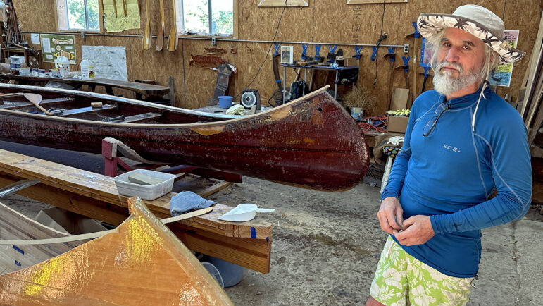 John Ruskey stands in his canoe shop in Clarksdale, Mississippi, on Saturday, May 11, 2024.