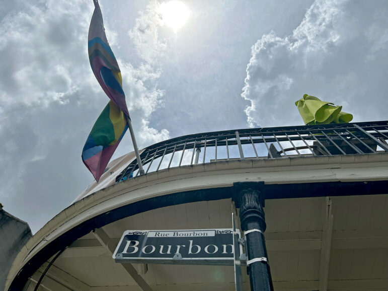 The sun blazes over Bourbon Street in New Orleans on June 26, 2024.