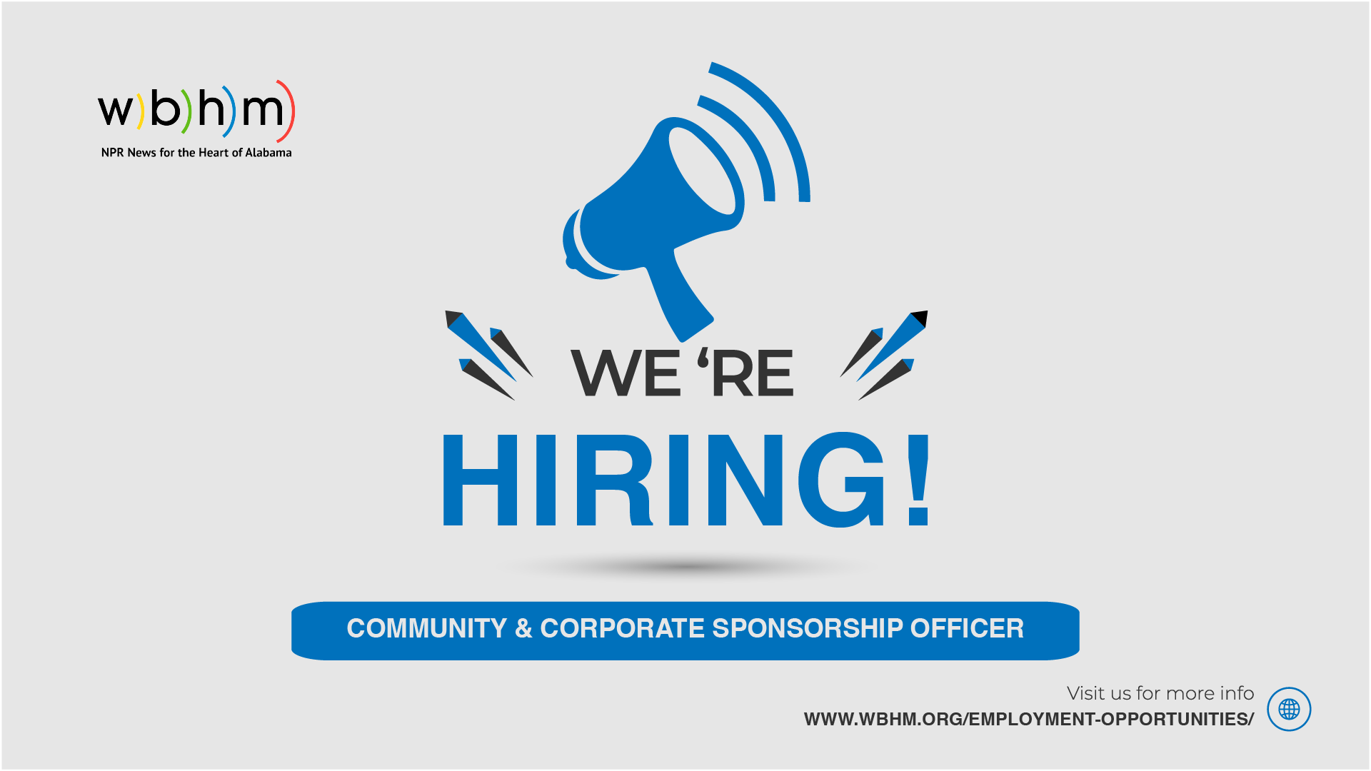WBHM is hiring a Community and Corporate Sponsorship Officer