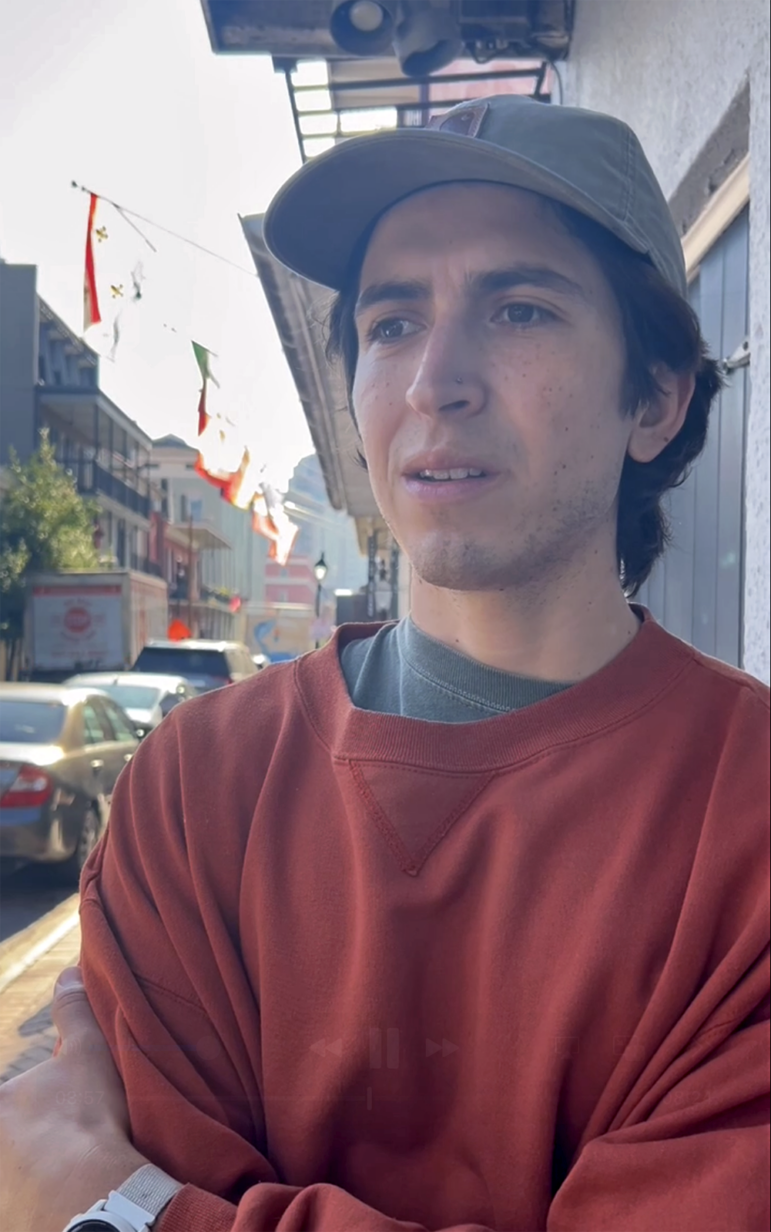 Tyler Burt, a Loyola University graduate student and pedicab driver, recounts what he saw during the early Wednesday morning terrorist attack on Bourbon Street on Thursday, January 2, 2025.