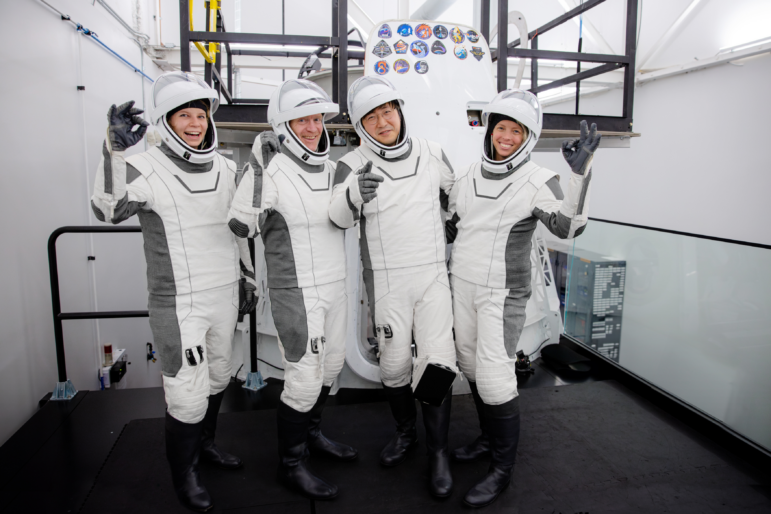 Fram2 mission astronauts who will be first to circle the Earth from pole to pole: From left to right: pilot Rabea Rogge, Mission specialist and medical officer Eric Phillips, mission commander Chun Wang and vehicle commander Jannicke Mikkelsen.