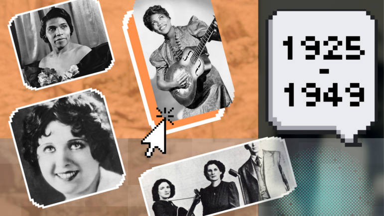 From top left clockwise: Marian Anderson, Sister Rosetta Tharpe, Maybelle and Sara Carter, and Helen Kane