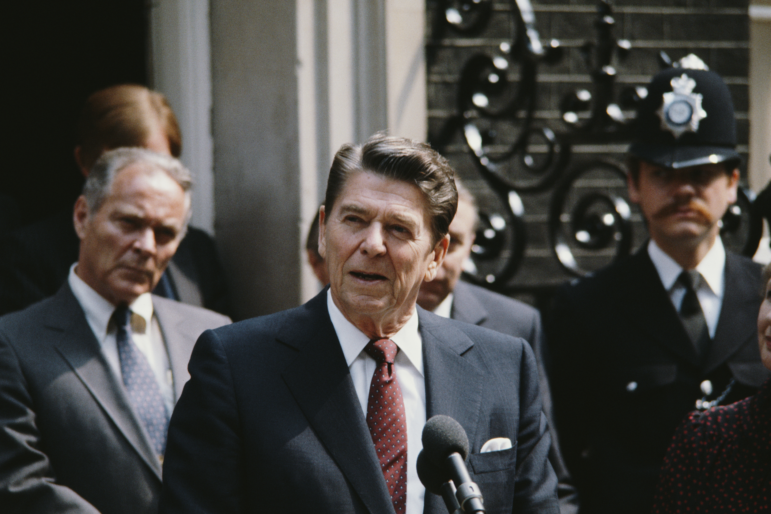 President Ronald Reagan during a state visit to London in June 1982.